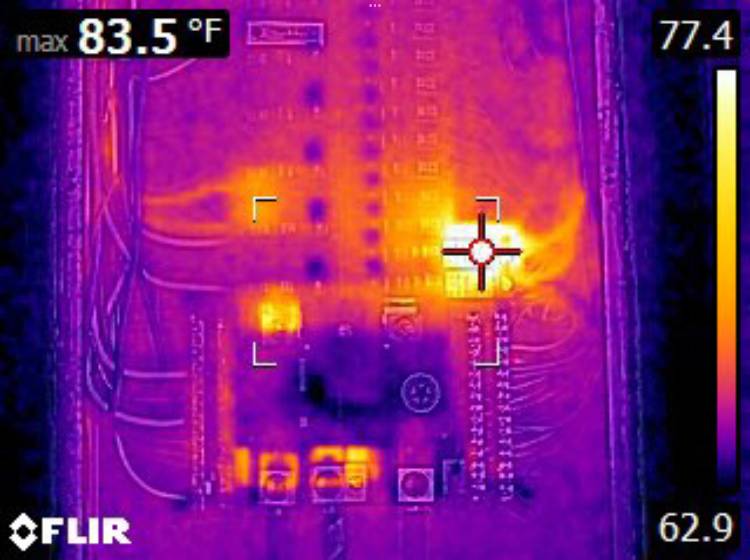 Electrical switchboard viewed through infrared inspection