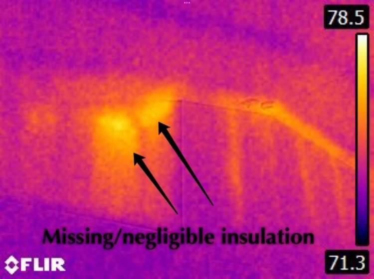 Home ceiling viewed through infrared inspection