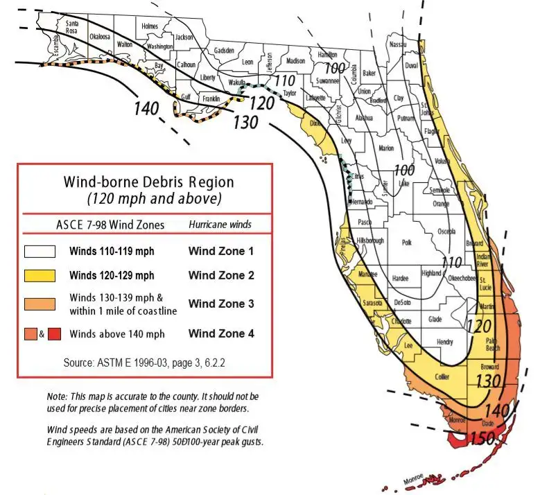 Map of Wind-borne Debris Region